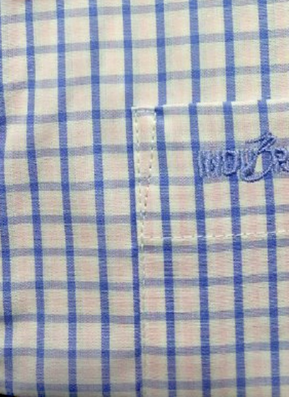 Camisa Masculina Manga Curta - Xadrez Azul Escuro, Roxo e Creme - ABCI